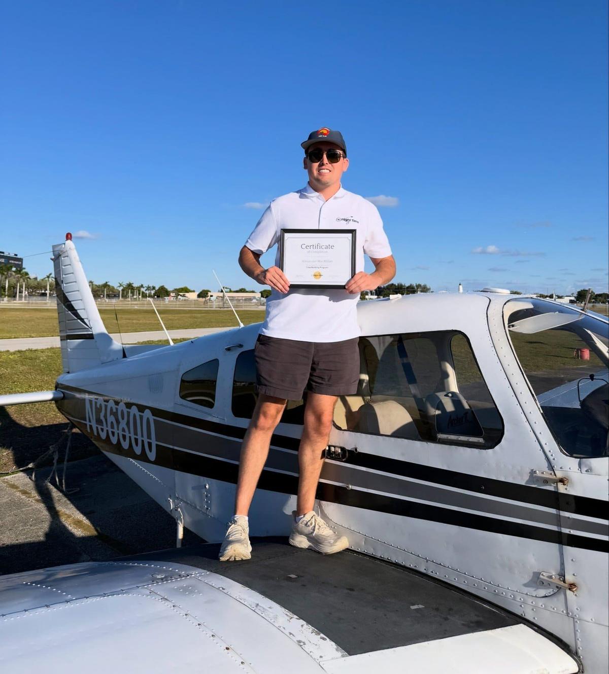 Flight Time student pilot preparing for a training flight at Fort Lauderdale Executive Airport (KFXE), where our program pricing applies