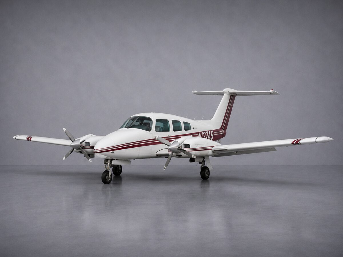 Beechcraft BE-76 Duchess N137AS twin-engine trainer with counter-rotating propellers on the KFXE ramp in Fort Lauderdale